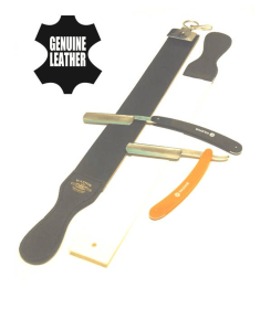 Classic Folding Shaving Straight Razors Plus Leather Sharpening Strop Excellent Gift Set