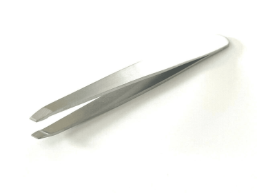 Eyebrow Grooming Hair Removal Tweezers Slanted Tip Silver