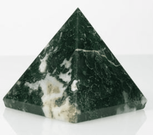 Moss Agate Pyramid 34-37 mm India note: all pyramids measured pt to pt