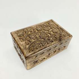 Floral Carved Wooden Crystal Box