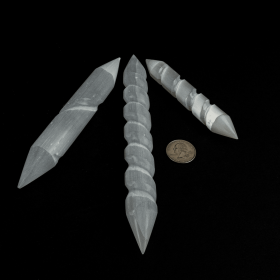 *Selenite Wand Spiral Single & Double terminated | "Wizard" style | 5-6" | Morocco