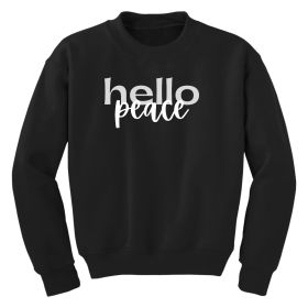 Girls Graphic Sweatshirt, Hello Peace Motivational Peaceful