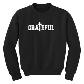 Girls Graphic Sweatshirt, Grateful Cross Illustration