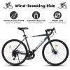 A28320R 700c Ecarpat Road Bike, 16-Speed L-TWOO Disc Brakes, Light Weight Aluminum Frame ,Racing Bike City Commuting Road Bicycle for Men Women