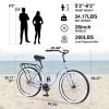 Single Speed Bicycles 26"Inch,Steel Frame, Wide Wheels for Stability, Rear Coaster Brakes,Multiple ColorsWomen's Beach Cruiser Bike