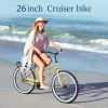 Single Speed Bicycles 26"Inch,Steel Frame, Wide Wheels for Stability, Rear Coaster Brakes,Multiple Colors Women's Beach Cruiser Bike