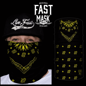 Bandana Fast Mask (Color: Black & Yellow Paisley)