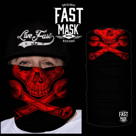 Skull N Wrenches Face Mask (Color: Red)