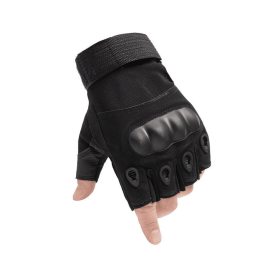 Tactical Military Fingerless Airsoft Gloves for Outdoor Sports, Paintball, and Motorcycling (Color: Black, size: large)