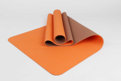 2 Tone TPE Premium Yoga Mat (Color: Orange/Brown)