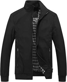 Men's Lightweight Casual Jackets Full-Zip Windbreakers Fashion Jackets Outerwear (Color: BLACK-4XL)