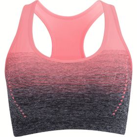 1pc/2pcs/3pcsMedium Support Two Tone Racer Back Sports Bra, Fitness Workout Running Yoga Bra (Color: Pink)