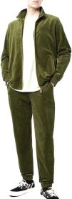 Mens 2 Pieces Velour Tracksuits Full Zip Stripe Casual Jogging Outfits Jacket & Pants Fitness Tracksuit Sets (size: XL)