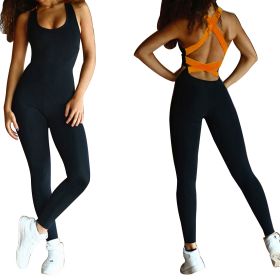 Women  Sports YOGA Workout Gym Fitness Jumpsuit (Color: orange)