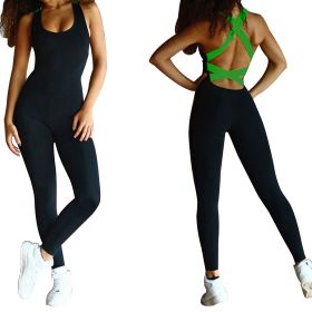 Women  Sports YOGA Workout Gym Fitness Jumpsuit (Color: Green)