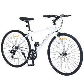 Shimano 7 Speed Hybrid Bike Aluminum Alloy Frame C-Brake 700C Road Bike For men women's City Bicycle (Color: as Pic)