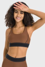 Contrast Sports Bra (Color: Chocolate)