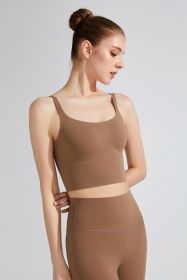 Scoop Neck Sports Bra (Color: Chocolate)