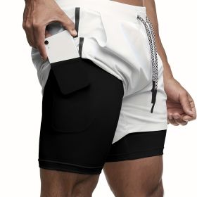 Versatile Summer Shorts with Zipper Pocket for Your Ultimate Workout (Color: White)