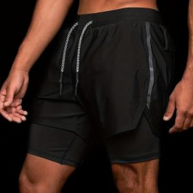 Versatile Summer Shorts with Zipper Pocket for Your Ultimate Workout (Color: Black)