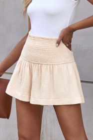 Smocked Waist Culotte Shorts (Color: Light Apricot)