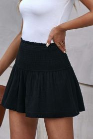 Smocked Waist Culotte Shorts (Color: Black)