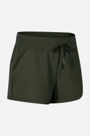 Waist Tie Active Shorts (Color: Olive)