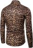 Men's Fashion Leopard Shirts Slim Fit Stand Collar Single Breasted Shirts Casual Long