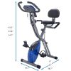 Folding Exercise Bike, Fitness Upright and Recumbent X-Bike with 10-Level Adjustable Resistance, Arm Bands and Backrest