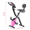 Pink folding fitness cart, fitness upright and horizontal X-Bike 16 class adjustable resistance, arm band and backrest Studio Home and Garage Gym