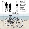 Single Speed Bicycles 26"Inch,Steel Frame, Wide Wheels for Stability, Rear Coaster Brakes,Multiple Colors Men's Beach Cruiser Bike